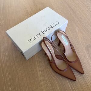 Tony Bianco Glide Heel Nylon Sheer Size 5 in Rust Brown